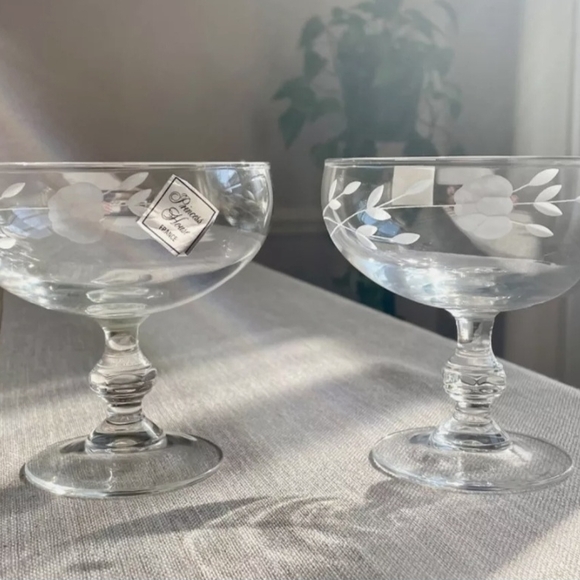 4 Princess House Heritage #507 8oz Pedestal Champagne/Sherbet Glasses NEW France